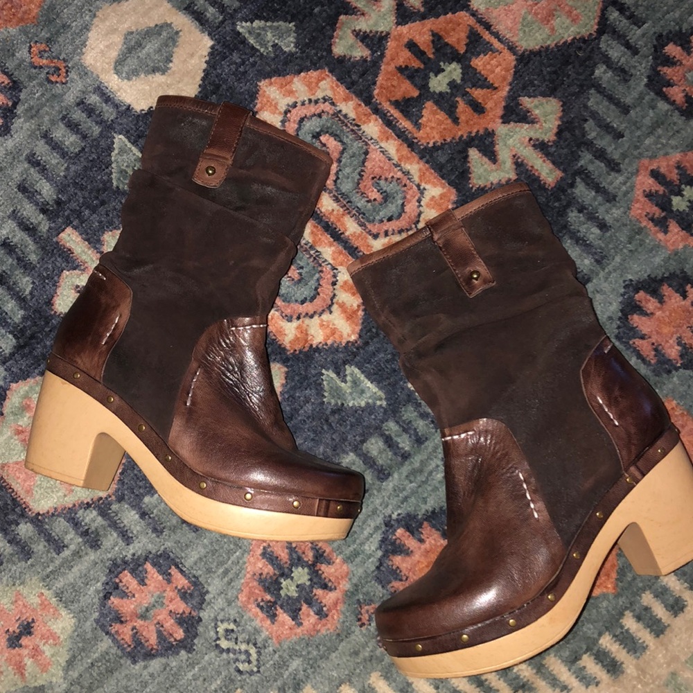 Antelope low calf platform boots/clogs
